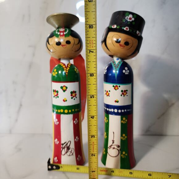Handcrafted Japanese Kokeishi Wedding Bobblehead Pair-Vintage Asian Collectibles - Picture 9 of 10